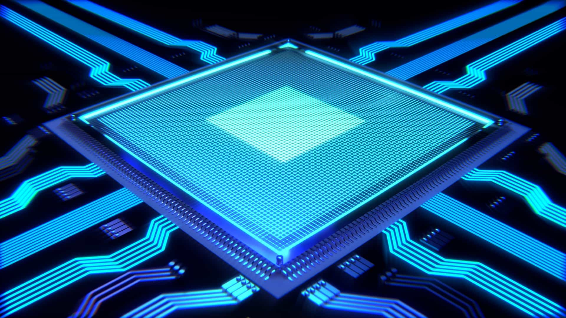 Blue processor chip graphic